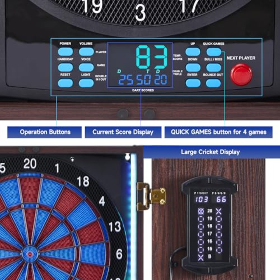 Electronic Dart Board with Cab - đánh giá và giá Electronic Dartboard Cabinet
