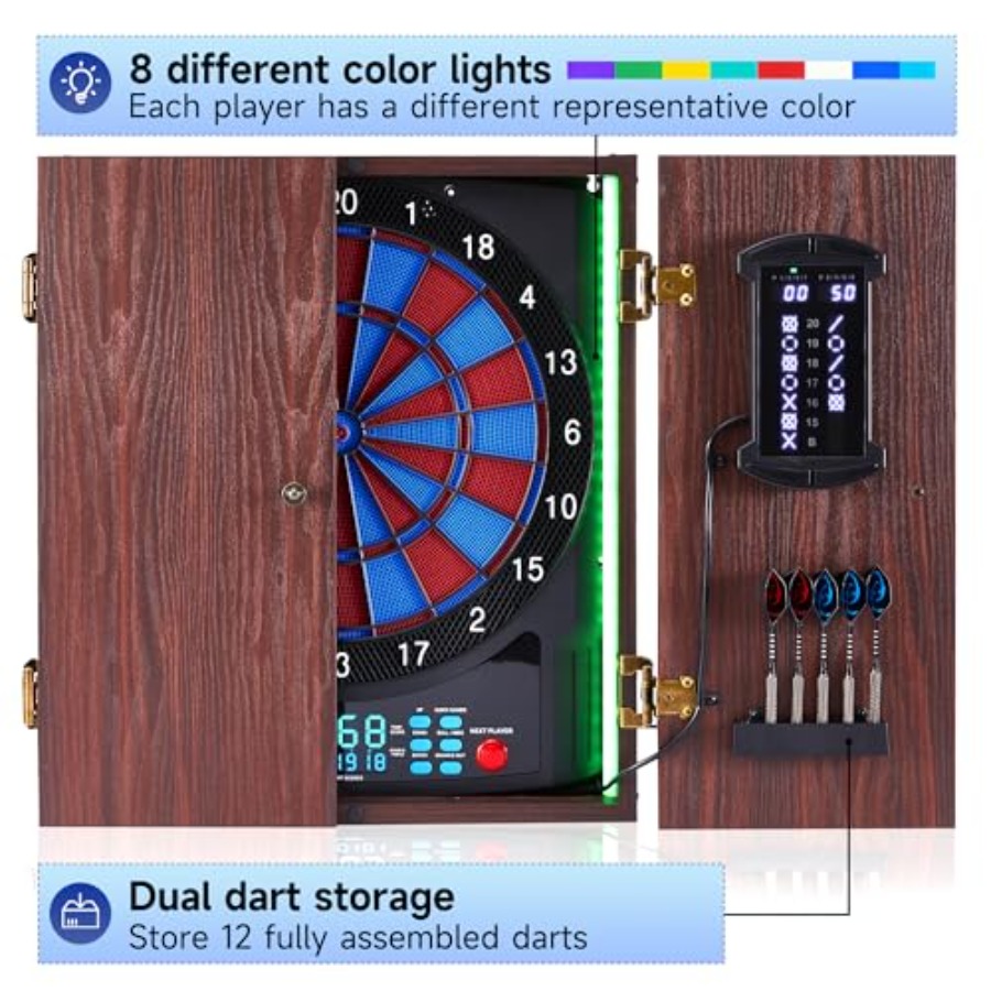 Electronic Dart Board with Cab - đánh giá và giá Electronic Dartboard Cabinet
