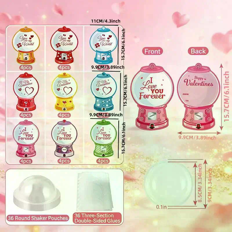18/36 Pcs DIY Valentines Candy - đánh giá và giá Bubble Gum Machine
