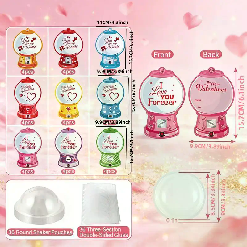 18/36 Pcs DIY Valentines Candy - đánh giá và giá Bubble Gum Machine