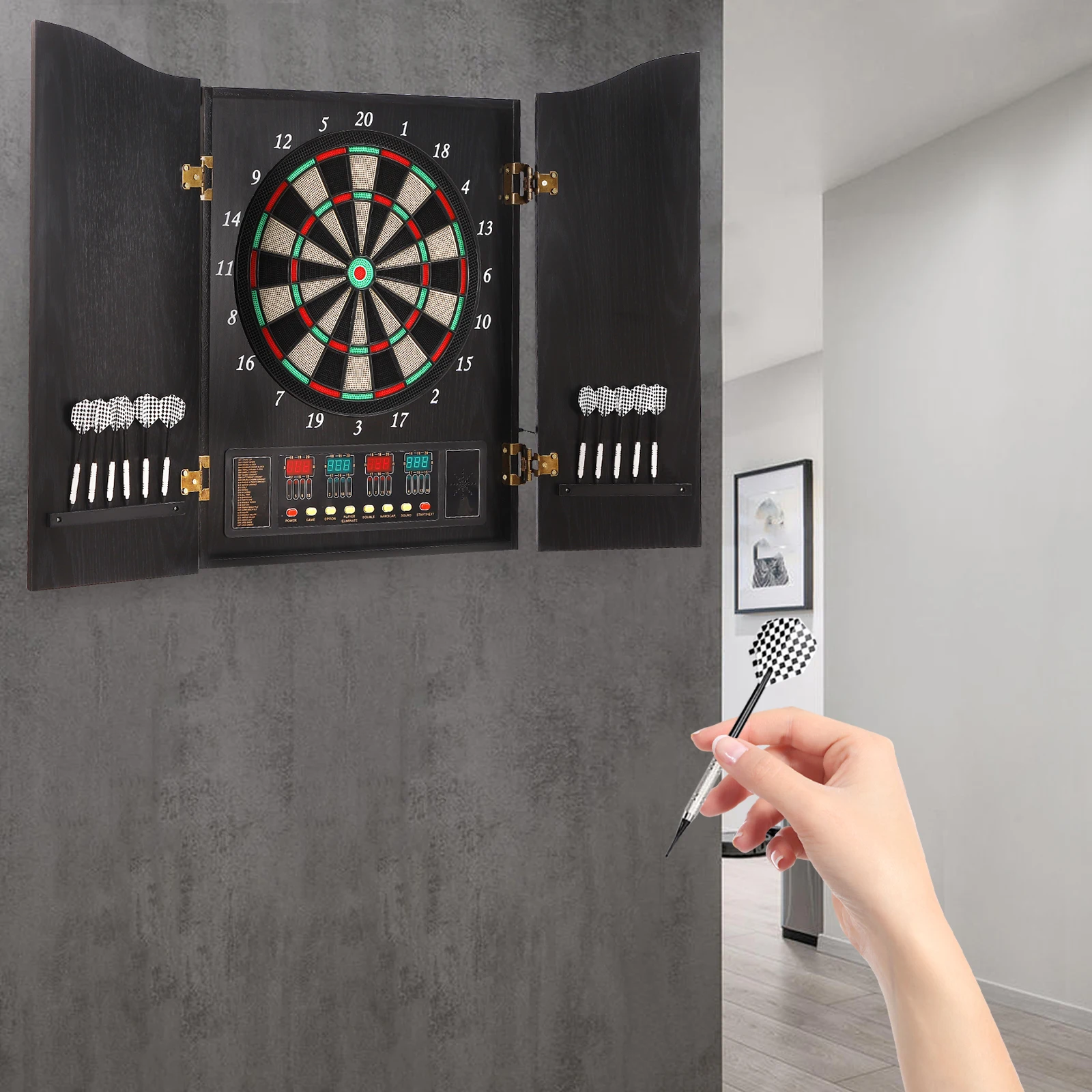 Dartboard Cabinet Set Dart Boa - đánh giá và giá Electronic Dartboard Cabinet